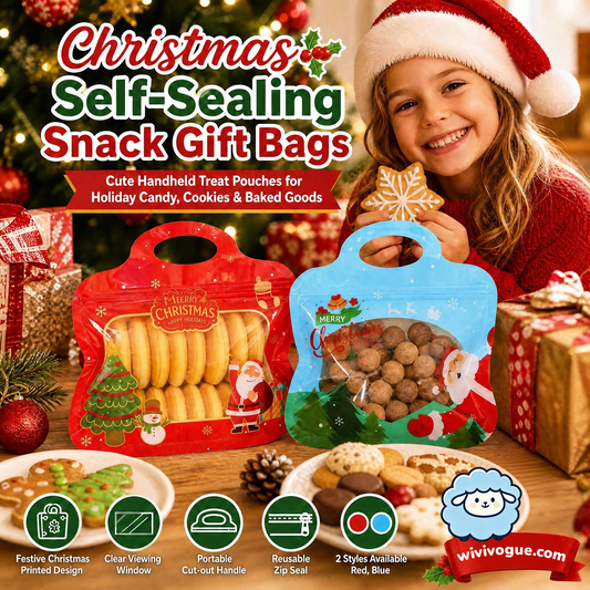 🎅SISTE DAGS-TILBUD 50 % RABATT!!🎁Enkel å fylle, enkel å forsegle🎄 Festlige selvforseglende godteriposer – med motiv av julenissen og snømannen | Kan lukkes igjen, egnet for matvarer og perfekte til kaker, sjokolade og små gaver⛄