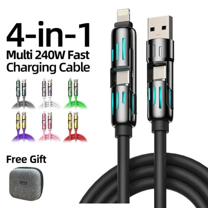 [🔥Köp 1, få 1 gratis] 4-i-1 240W LED-upplyst laddningskabel