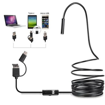 3-i-1 vanntett USB-endoskopkamera med LED-lys