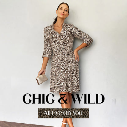 💥Hot Sales-49% OFF👗Women's Trendy Leopard Print V-Neck Loose Fit Dress