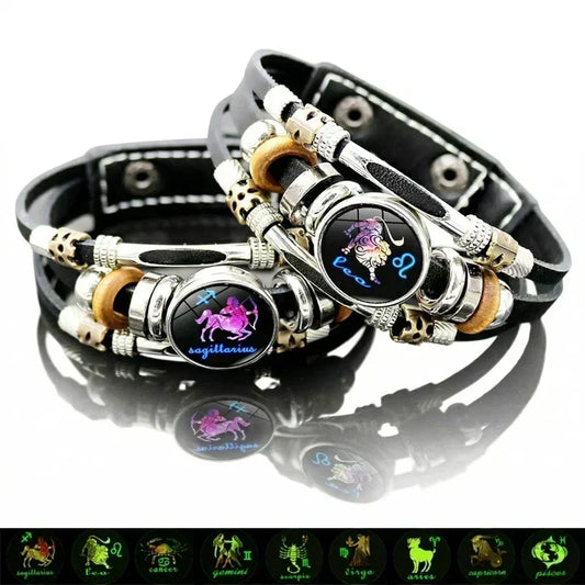 ✨ 50% RABATT – Zodiak armbånd med flettet lær – eksklusive symboler – refleksjon av din individualitet – perfekt gave – for deg som elsker detaljer – bær stjernetegnet ditt