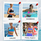 🌼Sporty 3-delt bikinisett i nylon med fargeblokker og lappeteppe - høy midje og magekontroll👙🌈
