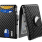 💼🔒Men's Slim RFID Blocking Aluminum Wallet – Pop-Up Card Holder with Money Clip & Dual ID Windows