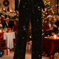📢📢50 % OFF !!🎅Women's Sequin Sparkle Wide Leg Pants with Elastic Waistband