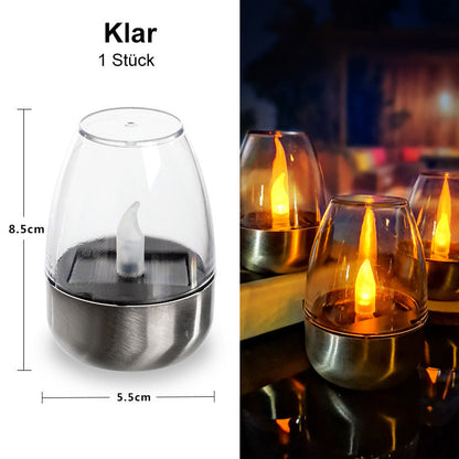 6-pakning solcelledrevne telys utendørs flammeløs flimmer IP65 vanntett bordlampe LED-stearinlys med skumrings-til-daggry-sensor for lykt hage camping fest hjemmedekorasjoner varm farge