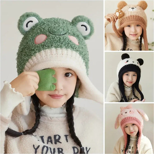 💝Plush Animal Beanie Hat with Ear Flap💕