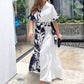 🔥Women's Printed Color-Block Shirt Dress