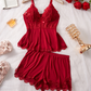 💖Lace Trimmed V-Neck Camisole & Shorts Sleepwear Set✨