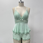 💖Lace Trimmed V-Neck Camisole & Shorts Sleepwear Set✨