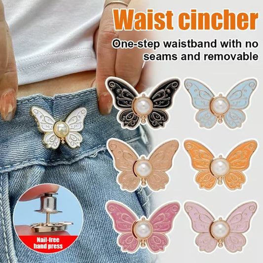 🌸🦋 KJØP 1 FÅ 1 GRATIS 🎁💜 Avtakbar sommerfuglspenne i midjen – Ingen verktøy, justerbar passform for jeans, skjørt og kjoler, skaper timeglassform ✨👗💃
