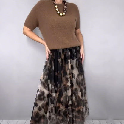 🔥New arrivals offer-Women's Two-Piece Sweater & Leopard Flowy Skirt Set