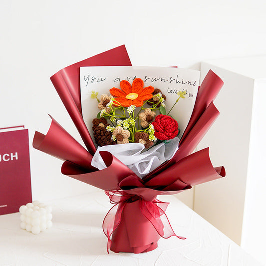 🔥【Spesialtilbud til morsdagen!】🔥Håndlaget, delikat heklet blomsterbukett