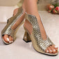 💎 49% OFF! 💎 Women's Elegant Peep-Toe Heeled Sandals – Woven Texture, Stable Block Heel & Breathable Open-Toe Design 👠✨