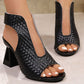💎 49% OFF! 💎 Women's Elegant Peep-Toe Heeled Sandals – Woven Texture, Stable Block Heel & Breathable Open-Toe Design 👠✨