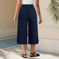 ⏳Tidsbegrenset spesialtilbud⏰Ribbede vide capribukser – Elastisk snøring i midjen, sidelommer og splitt nederst (Armygrønn/Marineblå/Svart | 1XL–5XL) 👖🌿