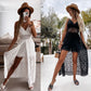 🎁Ny ankomst 48 % RABATT💥Damejumpsuit med spaghettistropper – Løs fritidsjumpsuit med utskjæringsdesign✨