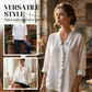 ✨ Uanstrengt elegant til hverdagsbruk – Premium bluse med volanger og V-hals! ✨