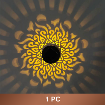 ☀️ Solcellelampe i mandala-design for hage og terrasse – 2-i-1 gulvlampe og vegglampe – Dekorativ belysning med vintage-effekt – Rustfri og holdbar