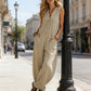 🌞Spring Awakening: 49 % rabatt! Elegant jumpsuit med V-hals: Ermeløs jumpsuit med knappestolpe i en avslappet passform