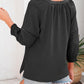 💎 48 % RABATT! 💎 Uformell dametopp med V-hals og lanterneermer – utskjæringer, smockede mansjetter og pustende struktur