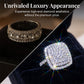 Brilliant Double Halo Square Ring for kvinner