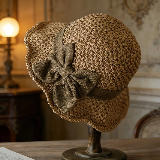 🧢 48 % RABATT NÅ! 🌞 Elegant vevd stråhatt med sløyfe – pustende, sammenleggbar og perfekt for strand og reiser 👒