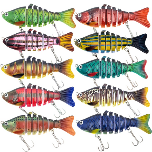 🌞 Spar penger: 48 % rabatt🔥8-segments bionisk svømmeagn | Ultrarealistisk S-Action flerleddet fiskelokk for bass, gjedde og ørret