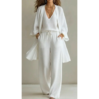 Elegant sett med vide bukser og cardigan