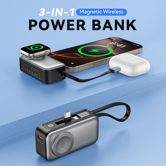 📱48 % RABATT NÅ! 🔋3-i-1 magnetisk trådløs powerbank