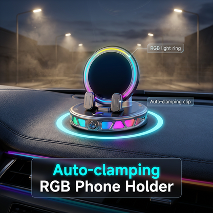 🌈 50 % RABATT! 🚗 RGB-telefonholder til bilen – automatisk festing og trådløs lading