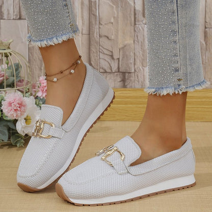 Damenes casual mesh loafers med metallspenne
