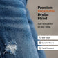Fasjonable slim-fit slitte jeans til dame