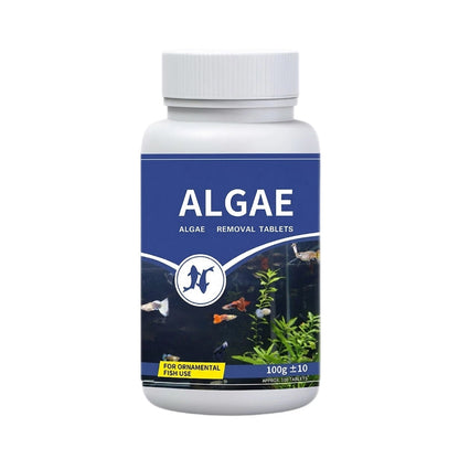 Tabletter for fjerning av alger i fiskekar for klart vann