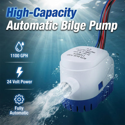 🚤 48 % RABATT! 💧 Automatisk lensepumpe med høy kapasitet – flottørbryter, 1100 GPH, 12V/24V, tenningsbeskyttet – Perfekt for båter, kjellere eller dammer – pålitelig og sikker vannfjerning ⚓