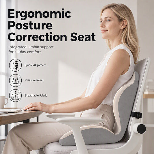 🪑 Ergonomisk setepute i minneskum med ryggstøtte – hold deg komfortabel hele dagen, perfekt for kontoret, bilen og hjemmet ✨