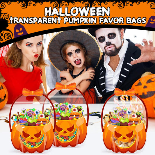 Gjennomsiktige Halloween-gaveposer i form av gresskar