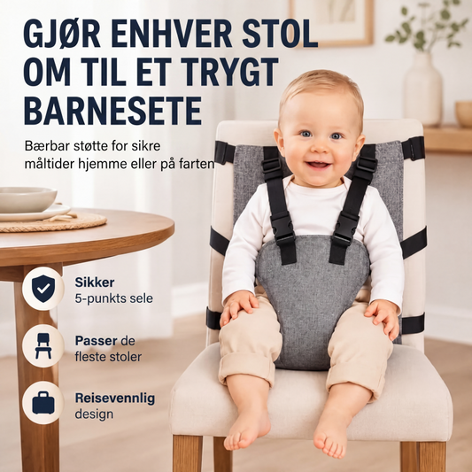👶 Bærbar sikkerhetssele for babyhøye stoler