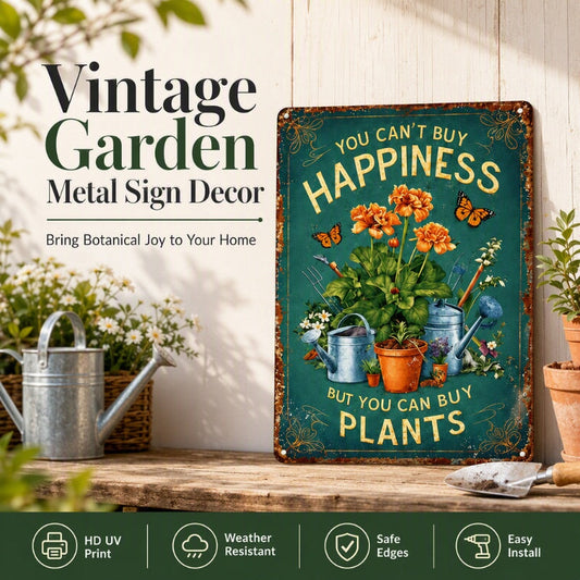 Vintage hageskilt i metall med sitat for planteelskere