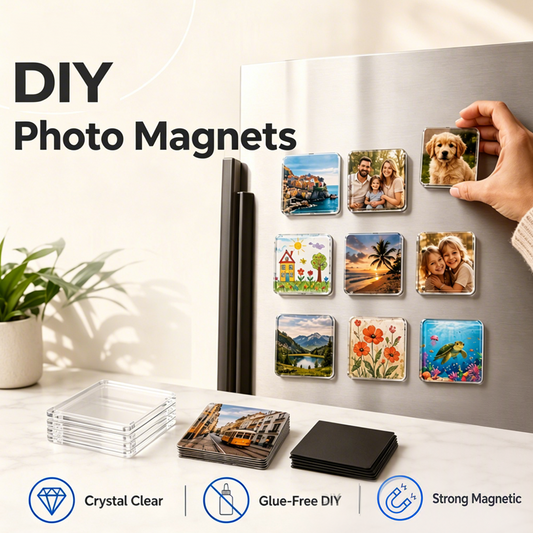 Klar akryl DIY kjøleskapsmagnetsett