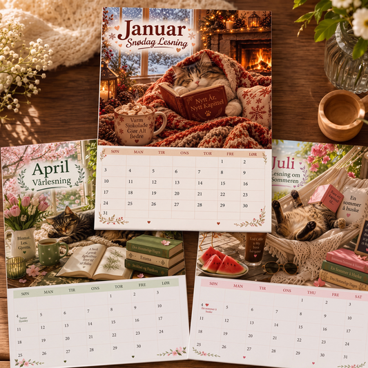 2027 Katter som slapper av med bøker Veggkalender
