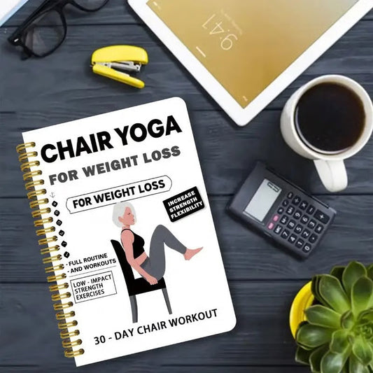 🧘spiralbundet notatbok egnet for stol-yoga og trening | Perfekt for avslappende øvelser hjemme