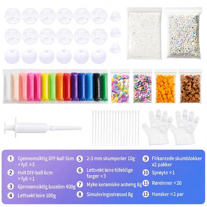📢📢50%🎨 Lag din egen klemball – fargerik leire, glitrende fyll, slitesterk og lekkasjesikker. Kreativ DIY-moro! ✨🤲